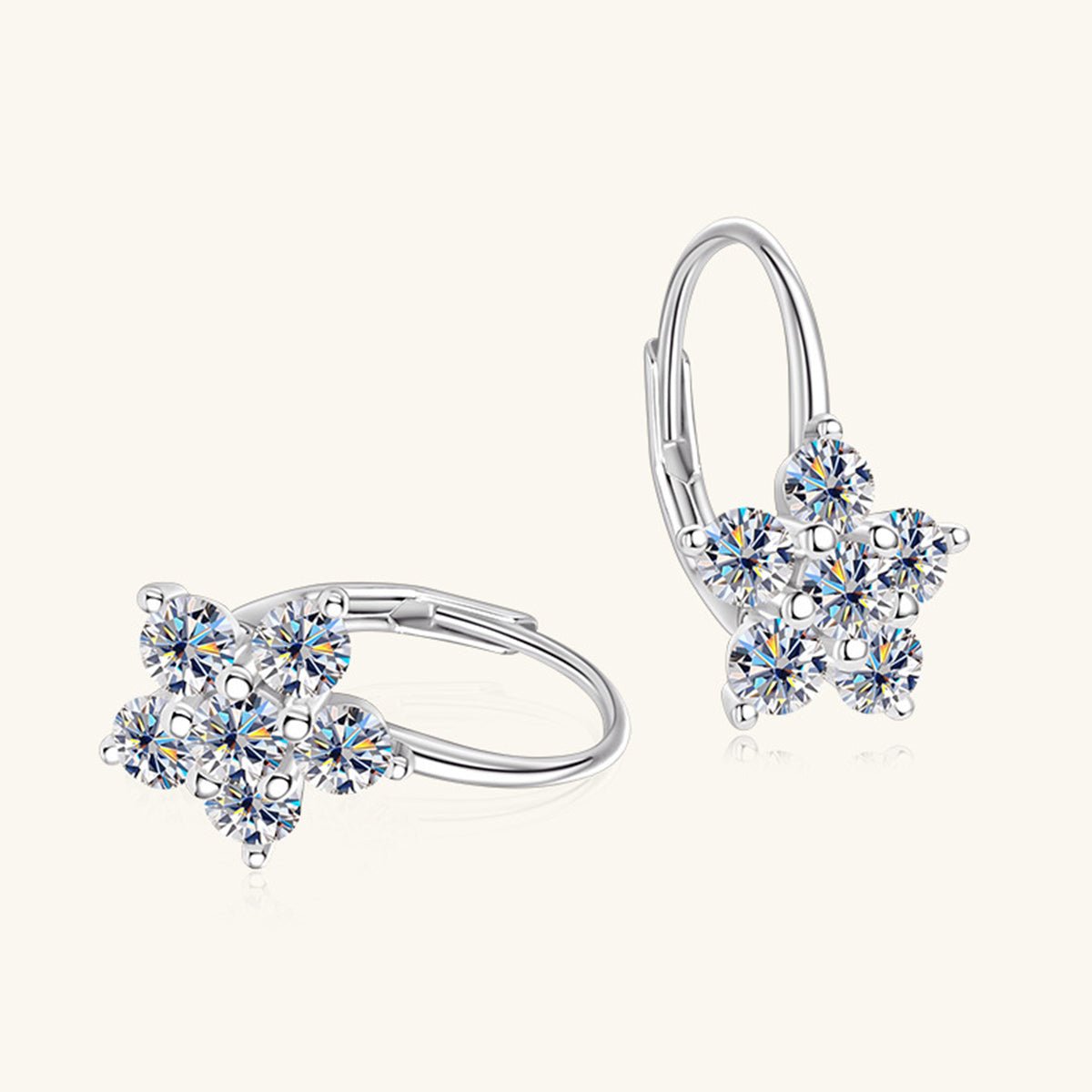 Beach Rose Co.Moissanite Flower Huggie Earrings