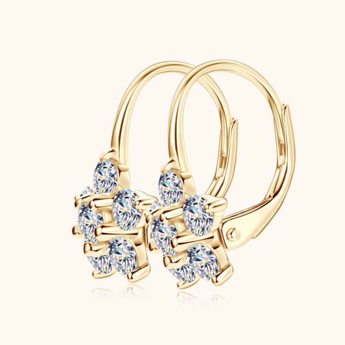 Beach Rose Co.Moissanite Flower Huggie Earrings