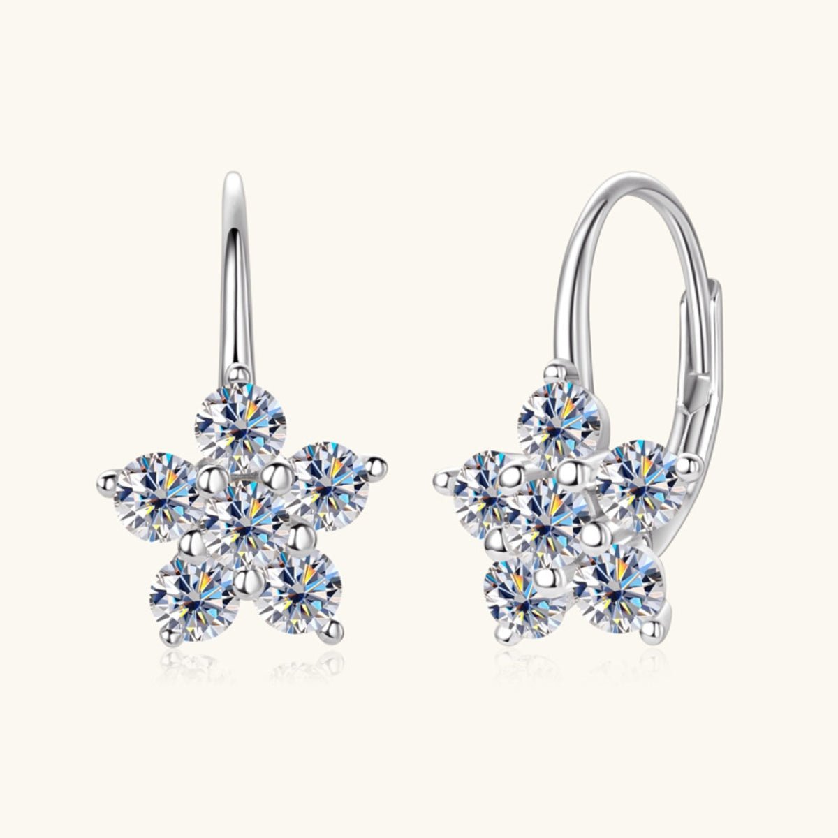 Beach Rose Co.Moissanite Flower Huggie Earrings