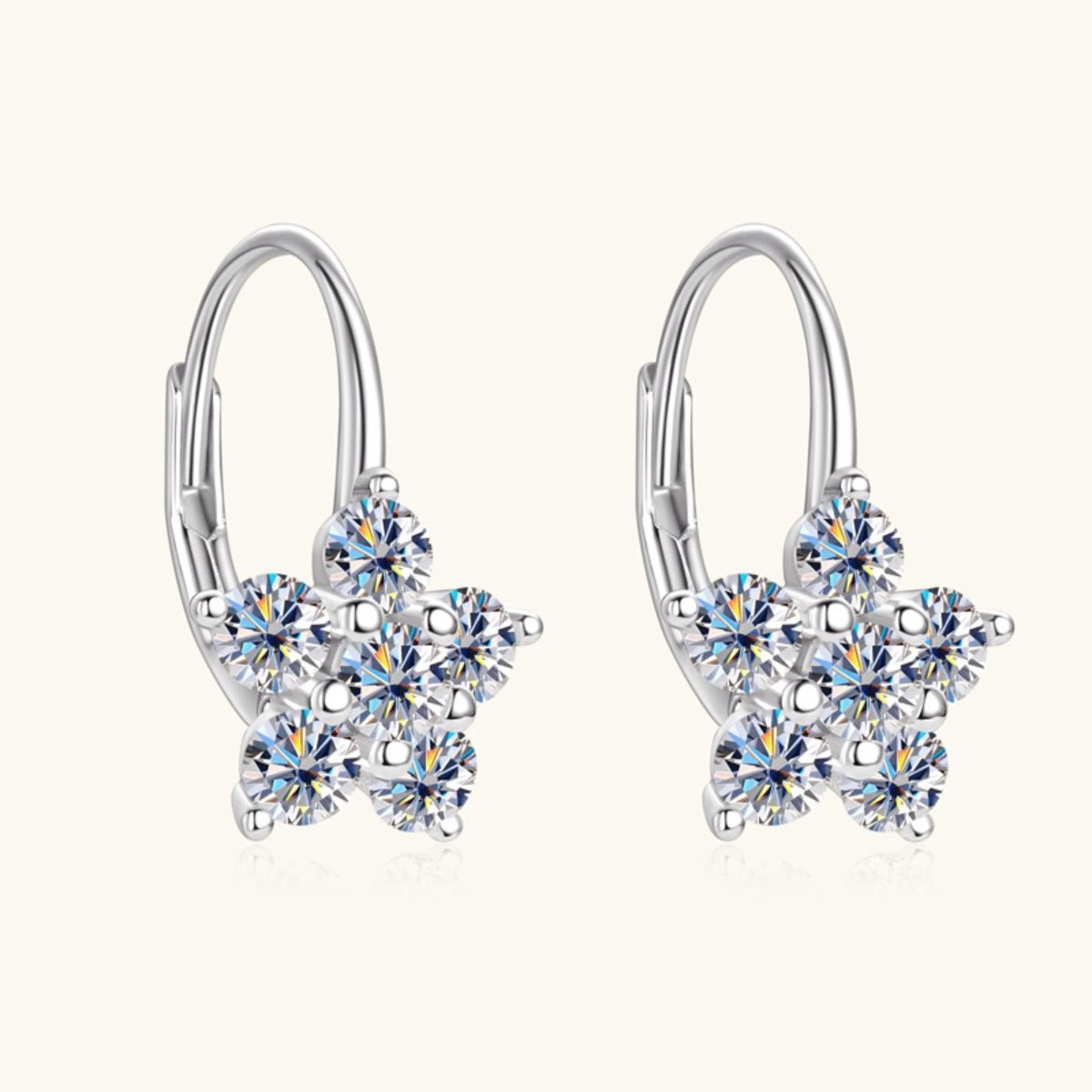 Beach Rose Co.Moissanite Flower Huggie Earrings