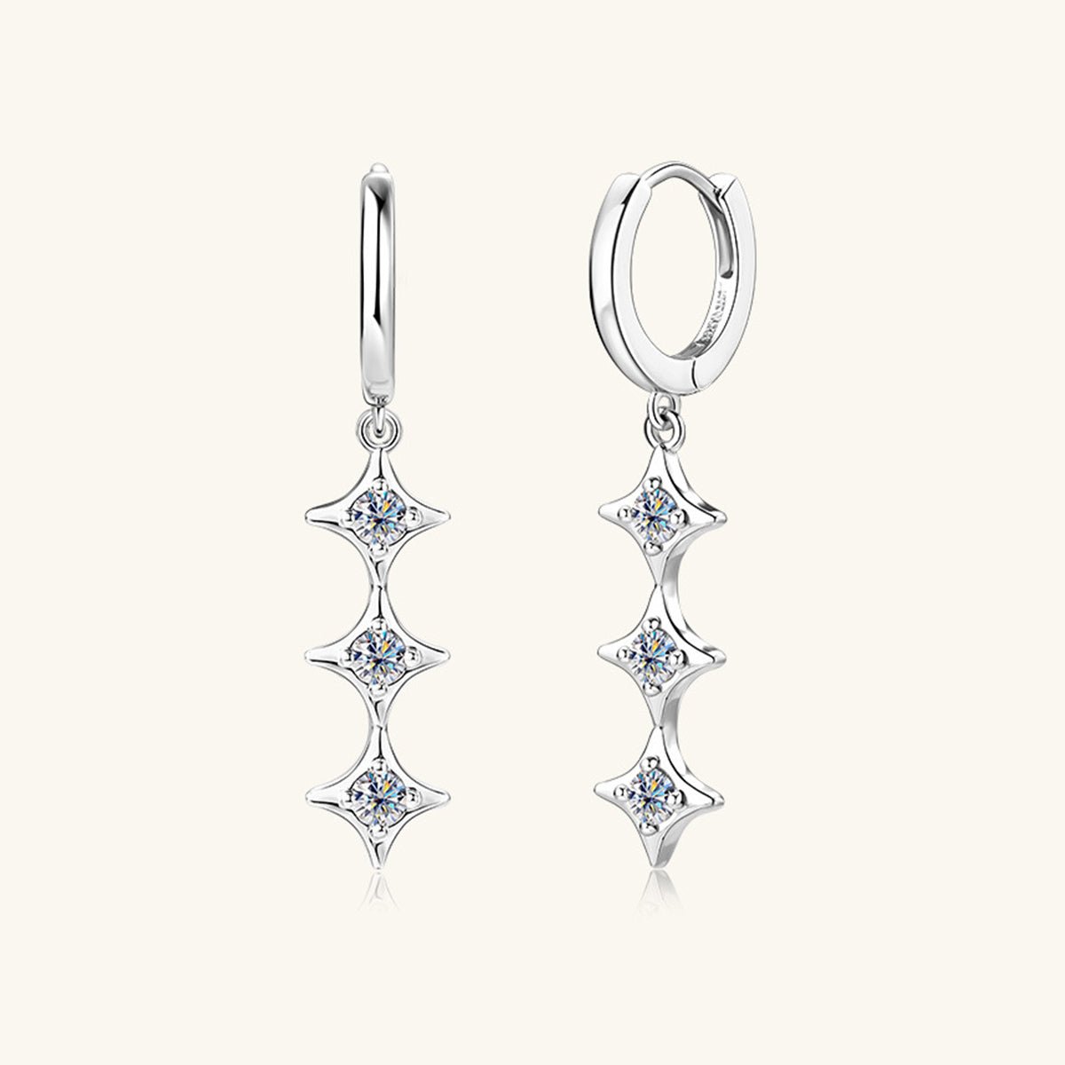 Beach Rose Co.Moissanite Geometric Huggie Dangle Earrings