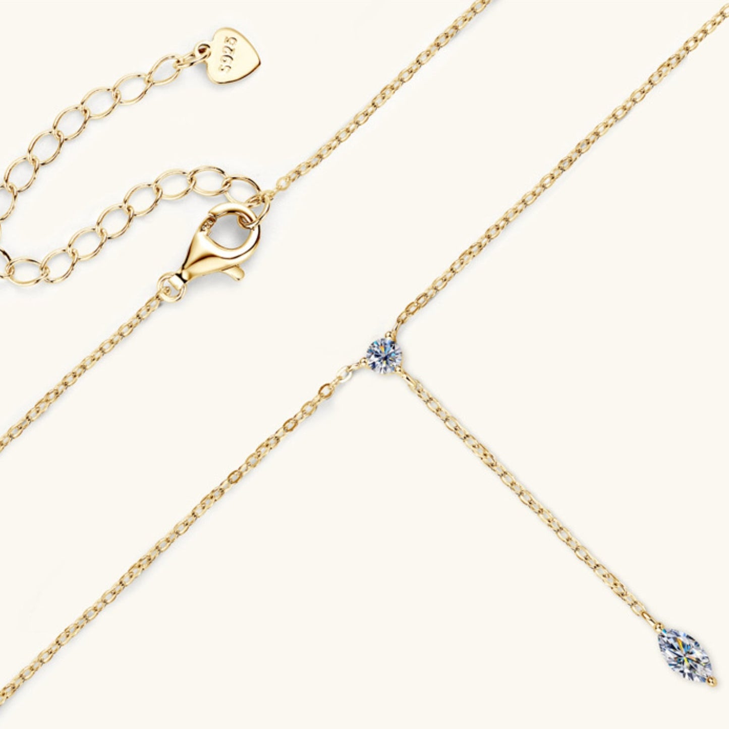 Beach Rose Co.Moissanite Lariat Necklace