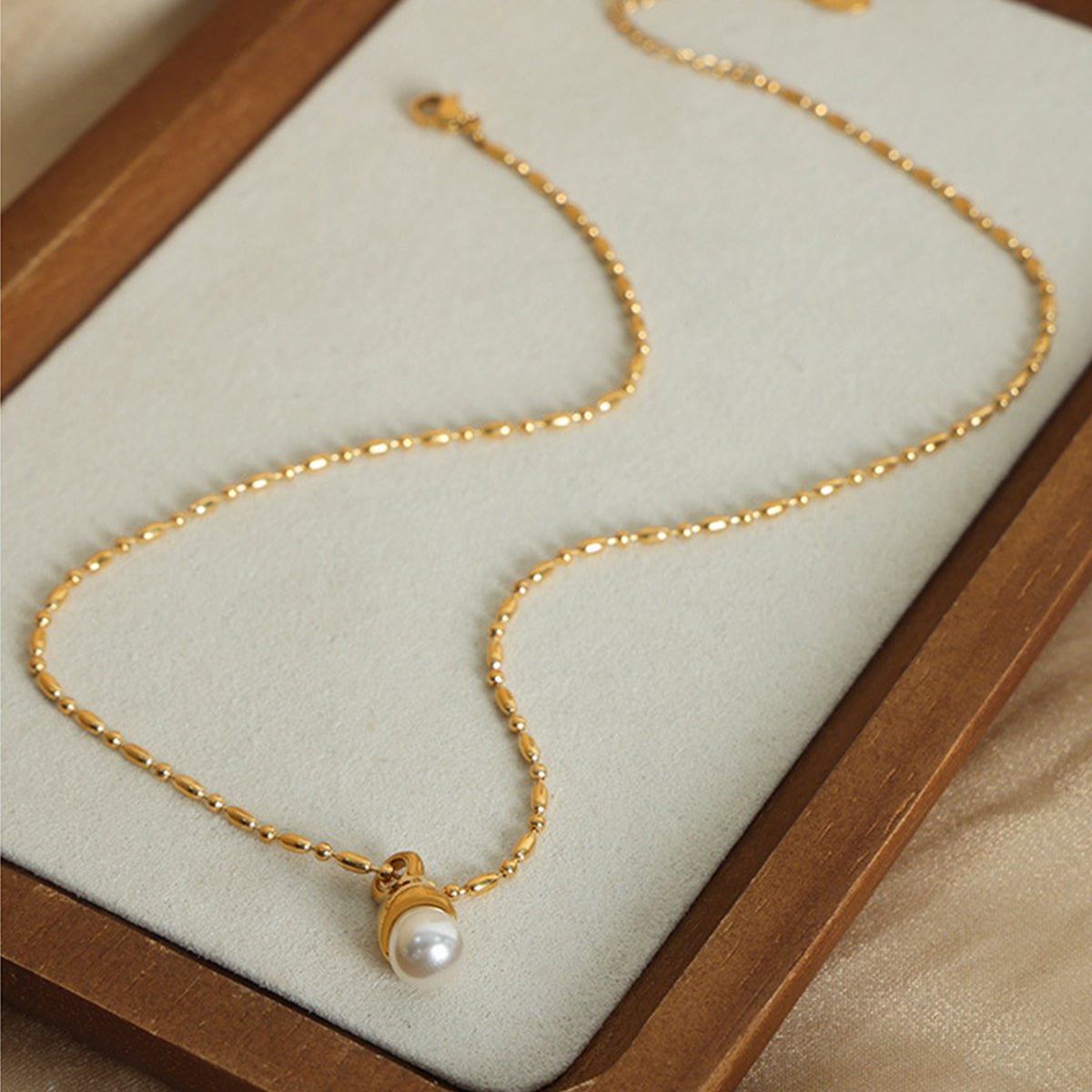 Beach Rose Co.Pearl Pendant Gold Necklace