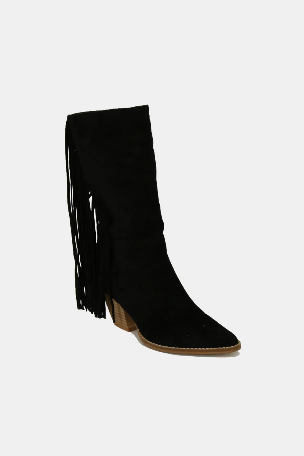 BEAST FASHION - Black Fringe Pointed Toe Suede Boots