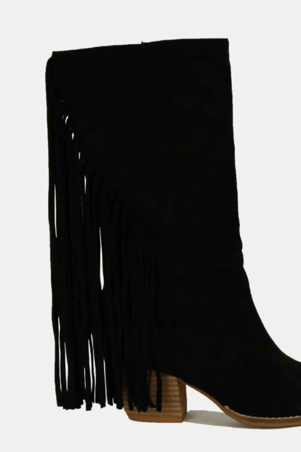 BEAST FASHION - Black Fringe Pointed Toe Suede Boots