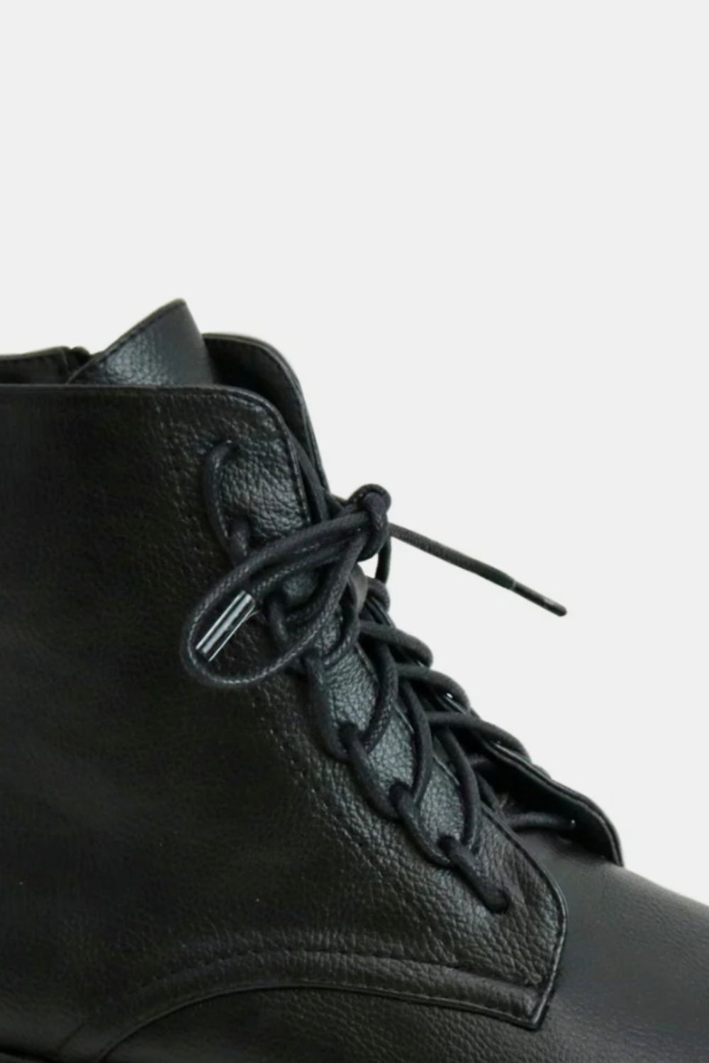 BEAST FASHION - Black Vegan Leather Lace - Up Combat Boots