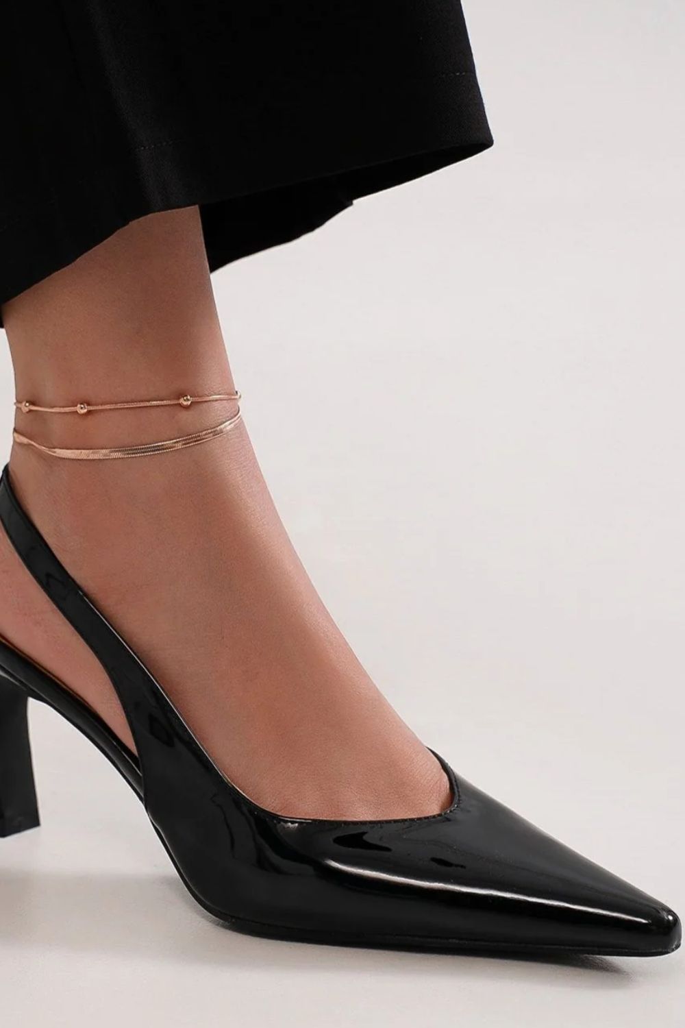 BEAST FASHION - Black Vegan Leather Slingback Pumps