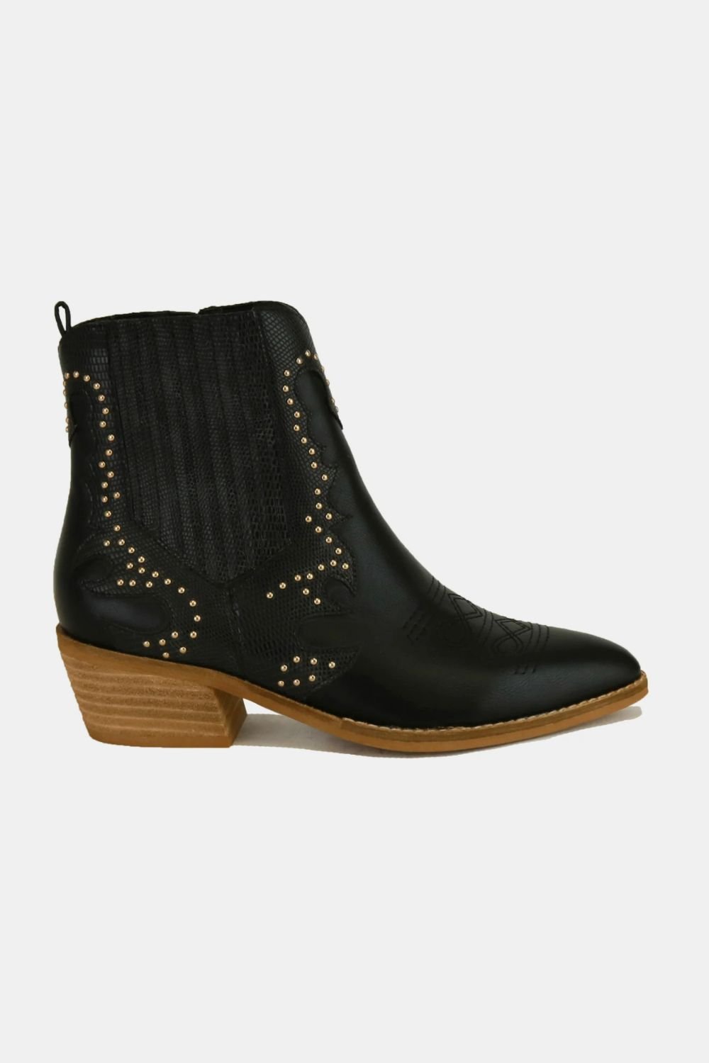 BEAST FASHION - Black Vegan Leather Studded Chelsea Boots