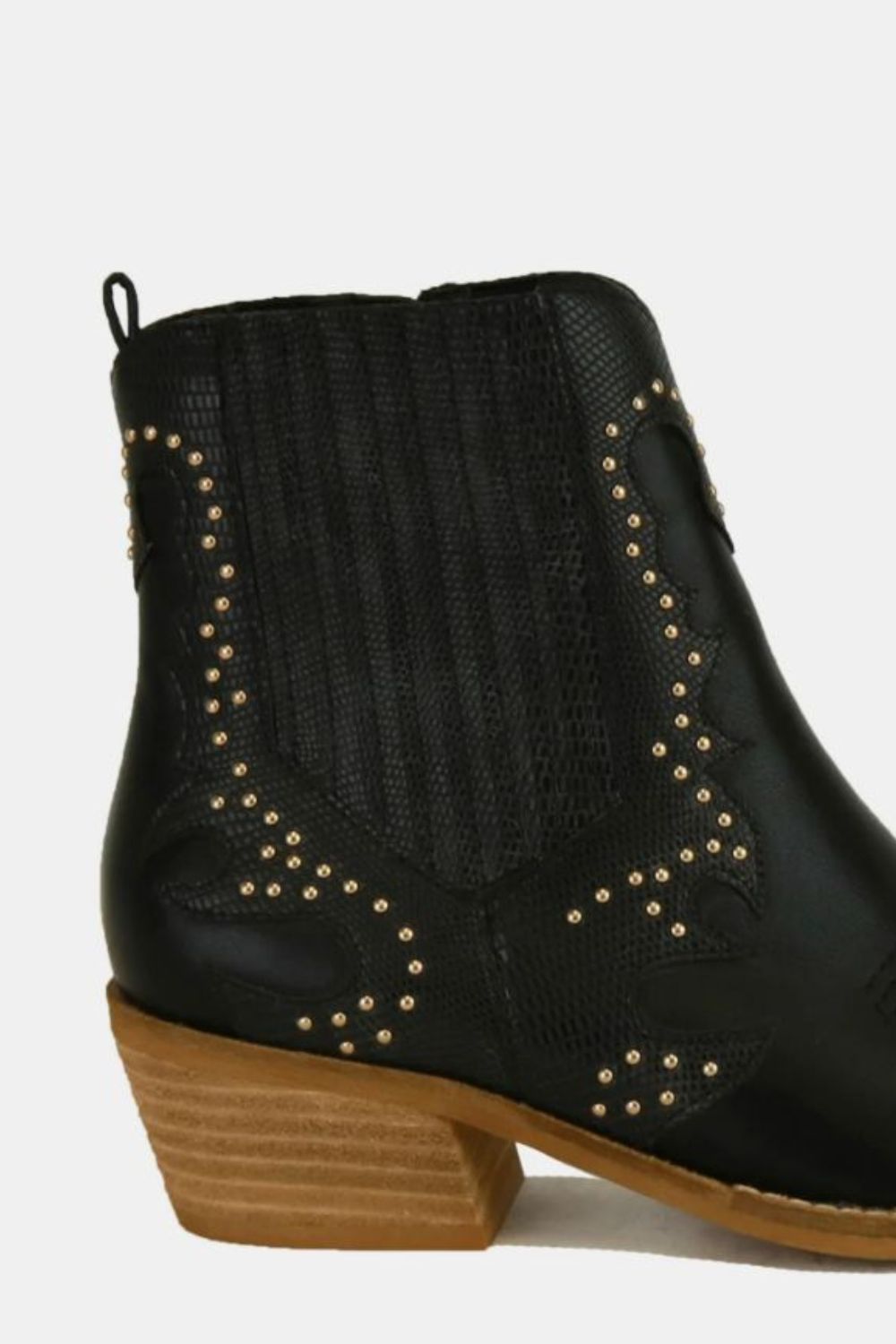 BEAST FASHION - Black Vegan Leather Studded Chelsea Boots