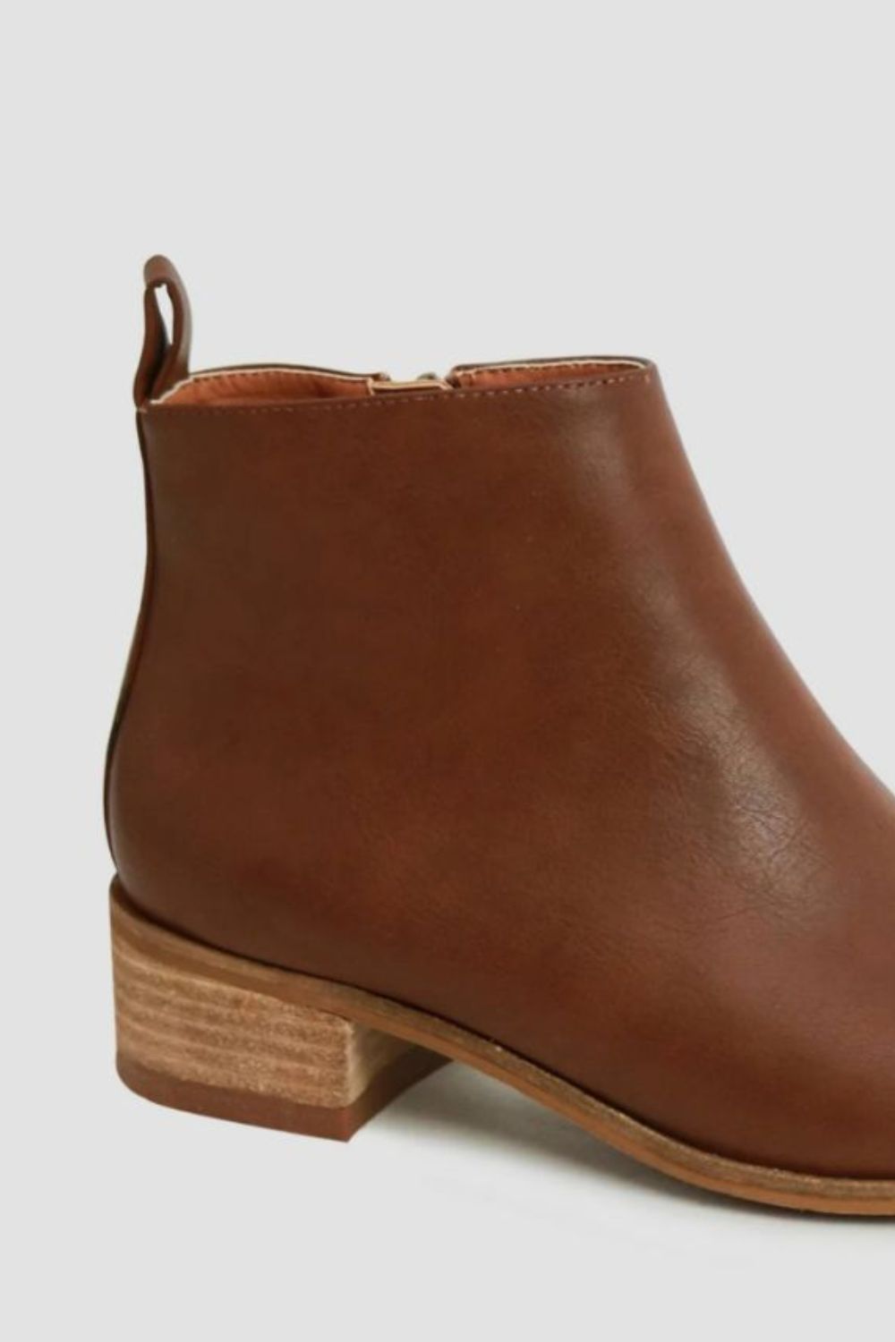 BEAST FASHION - Brown Vegan Leather Block Heel Booties