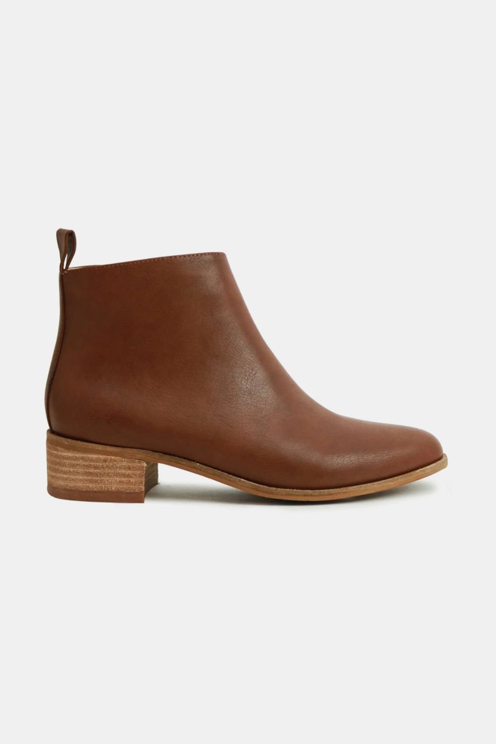 BEAST FASHION - Brown Vegan Leather Block Heel Booties