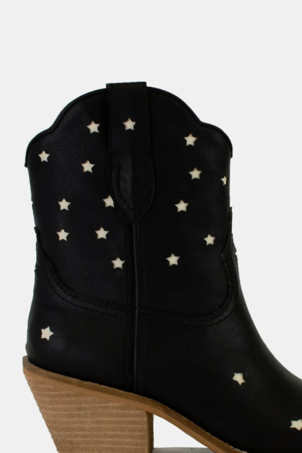 BEAST FASHION - Brown Vegan Leather Star - Cutout Cowgirl Boots