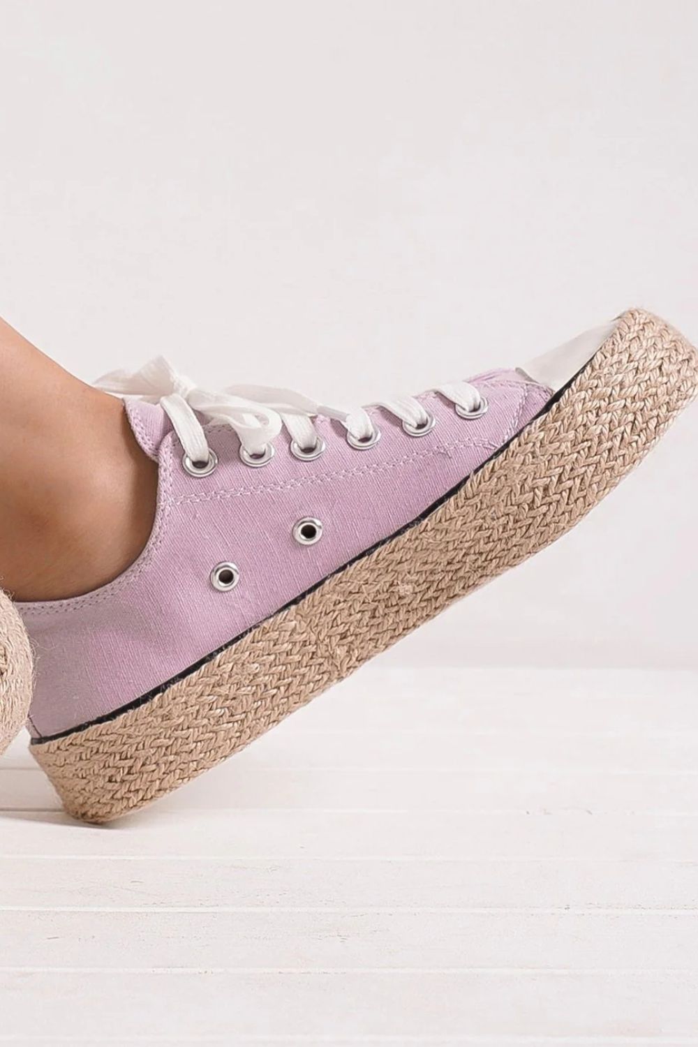 BEAST FASHION - Canvas Lace - Up Espadrille Sneakers in Lilac