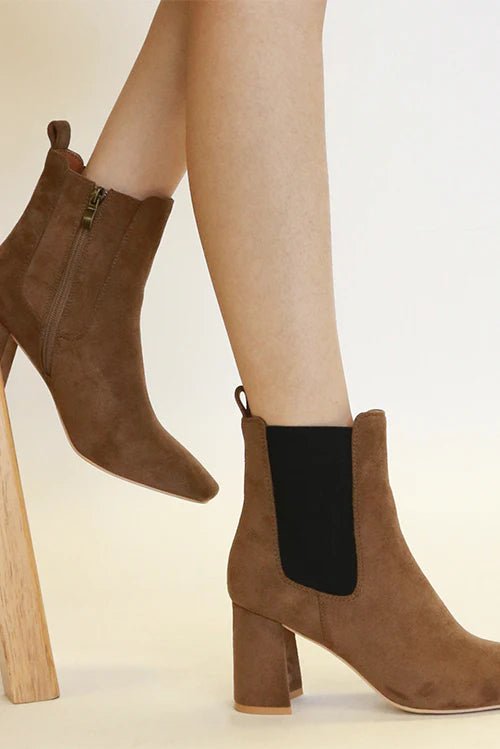 BEAST FASHION - Coffee Brown Vegan Suede Chelsea Boots