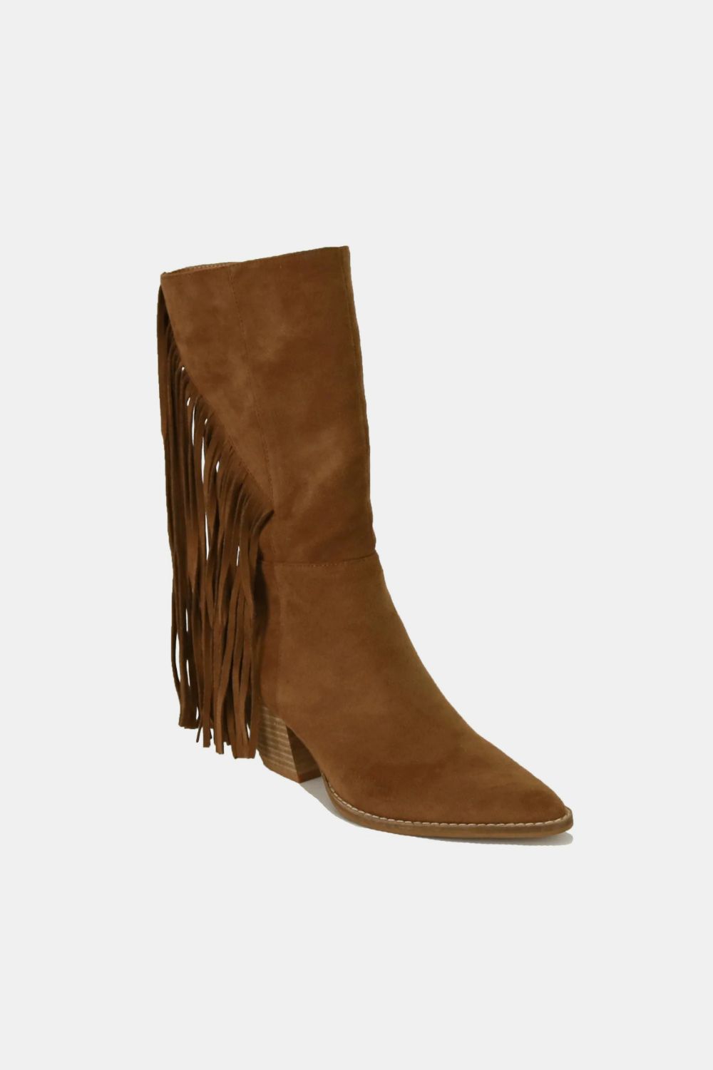 BEAST FASHION - Fringe Pointed Toe Suede Boots in Coffee