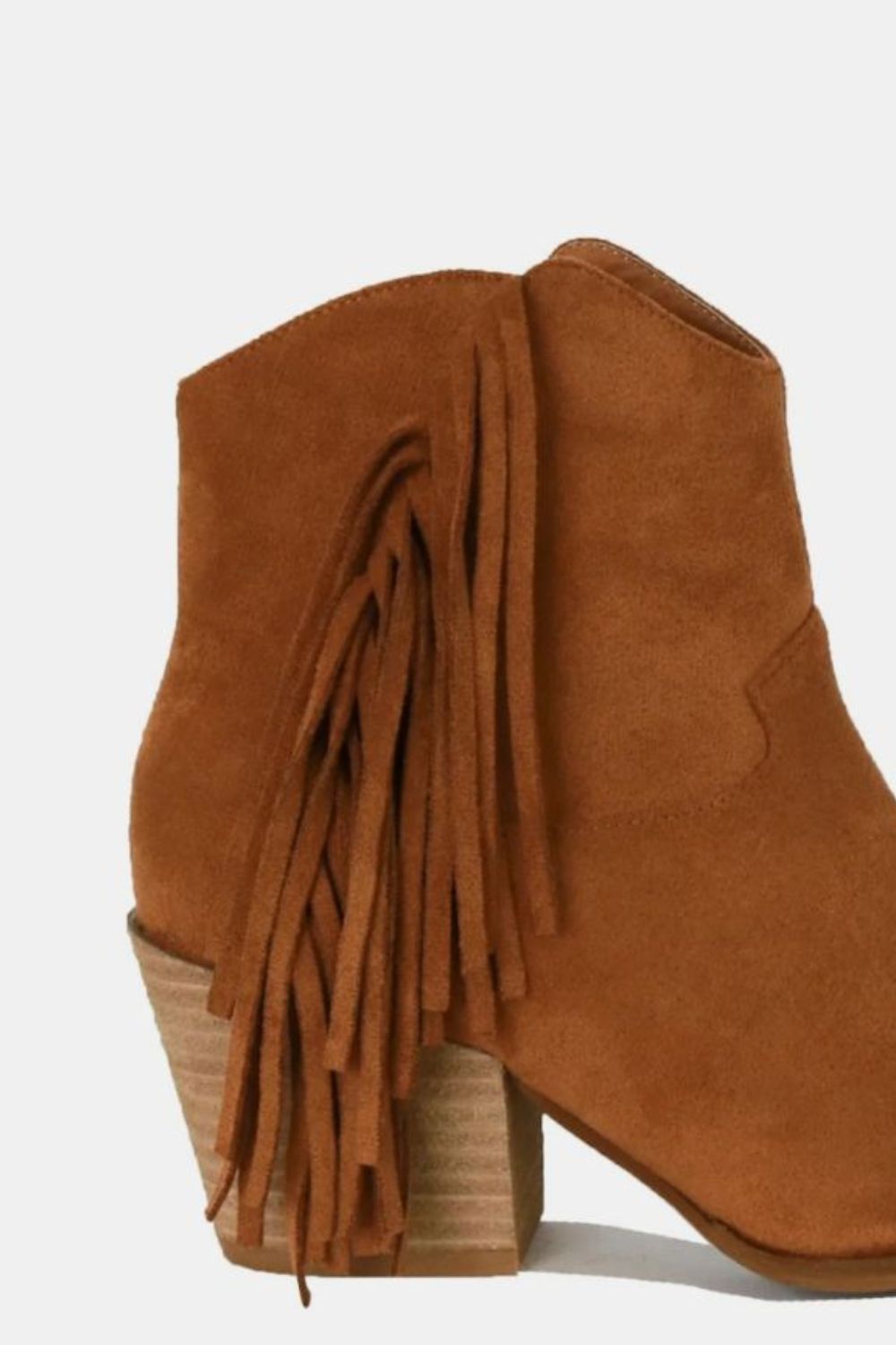 BEAST FASHION - Suede Fringe Ankle Boots in Caramel