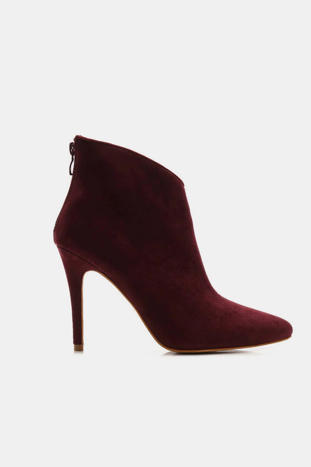 BEAST FASHION - Suede Stiletto Ankle Booties in Wine