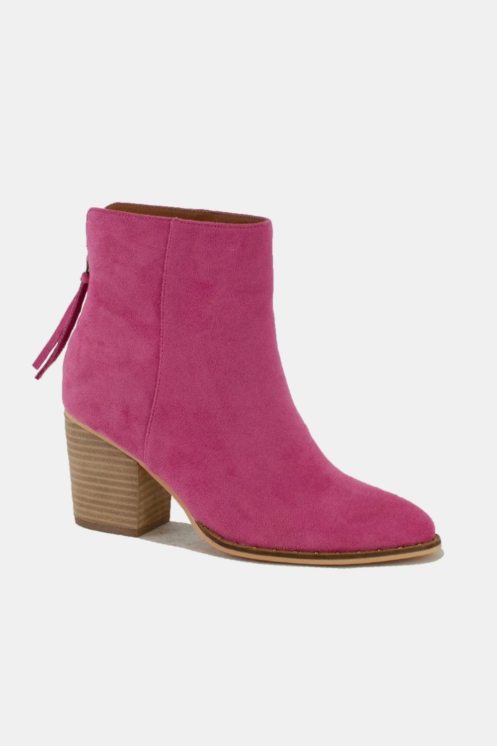 BEAST FASHION - Vegan Suede Ankle Booties in Cerise