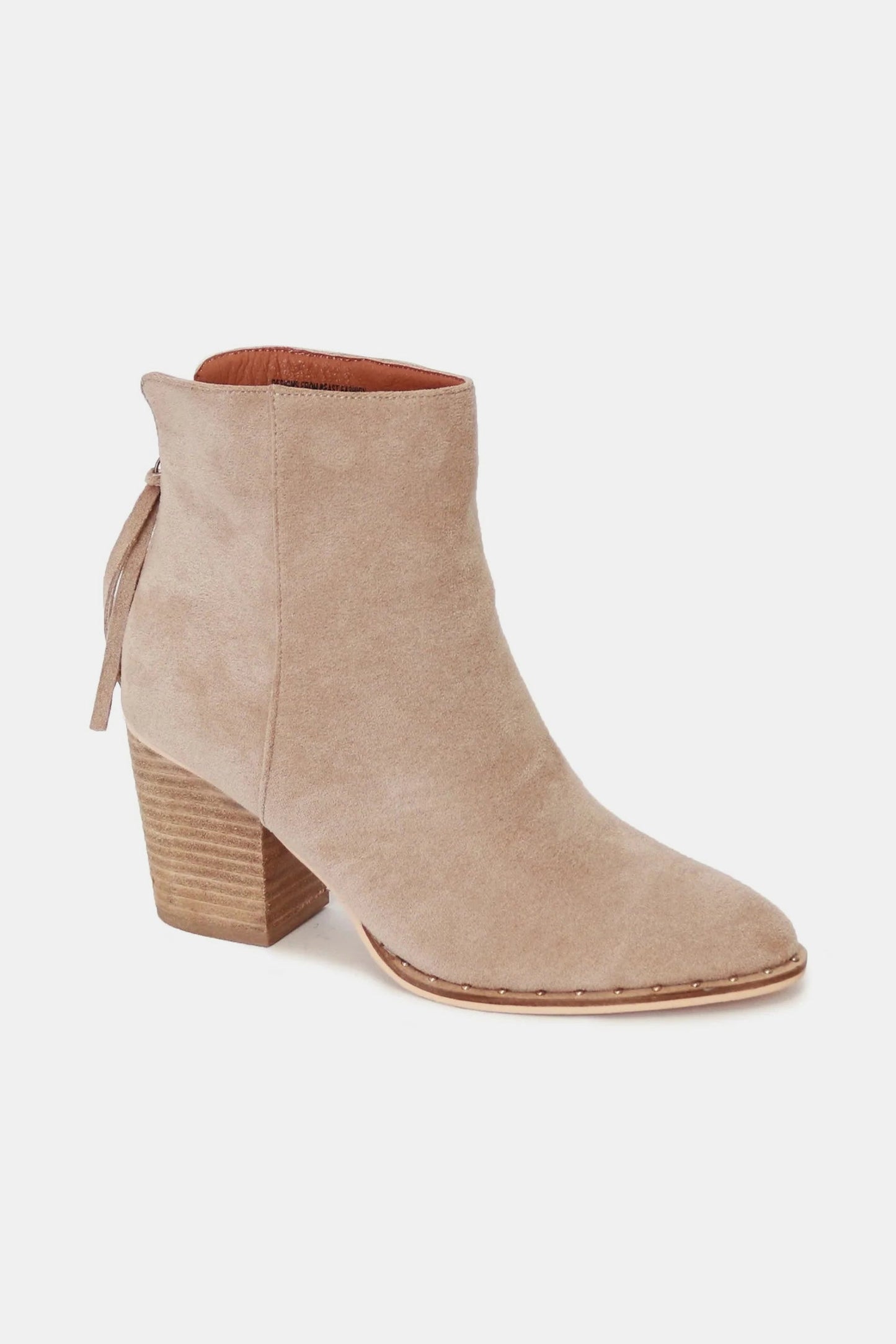 BEAST FASHION - Vegan Suede Ankle Booties in Taupe