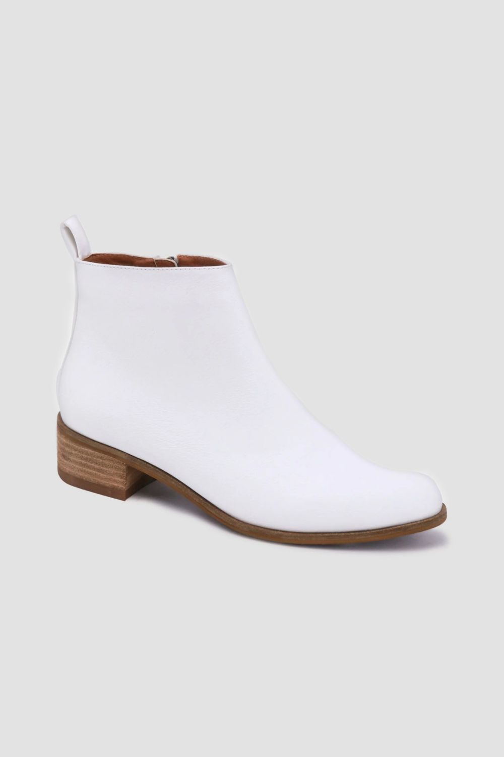 BEAST FASHION - White Vegan Leather Block Heel Booties