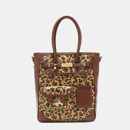 Vegan Leather Leopard Print Large Tote Bag