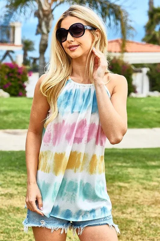 BiBi - Blue & Pink Sunset Stripe Tank