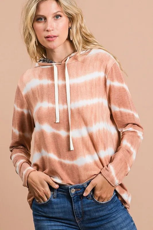 BiBi - Clay Tie Dye Hoodie with Leopard Print Lining