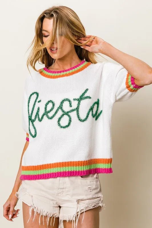 BiBi - Fiesta Knit Sweater in White Multi