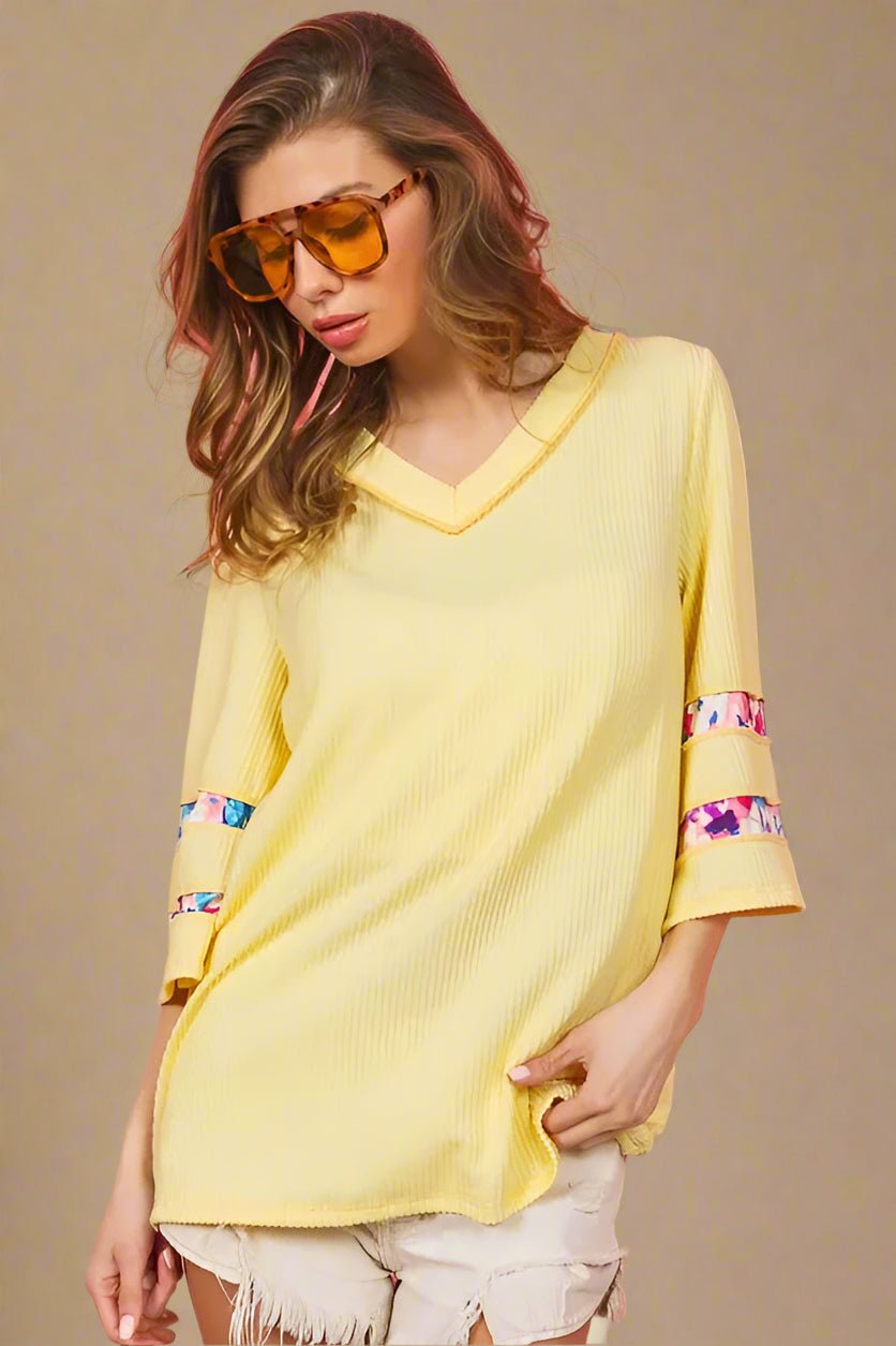 BiBi - Lemon Pop Floral Trim Top