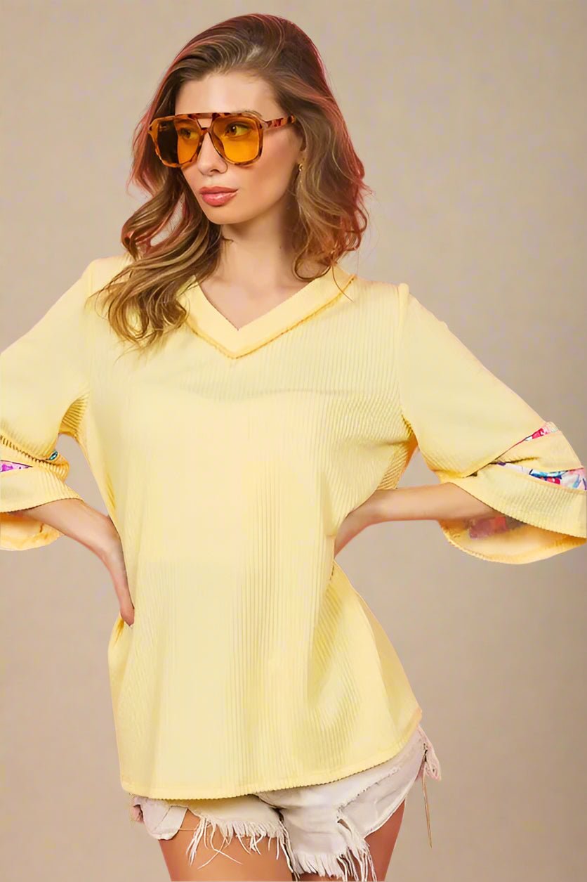 BiBi - Lemon Pop Floral Trim Top