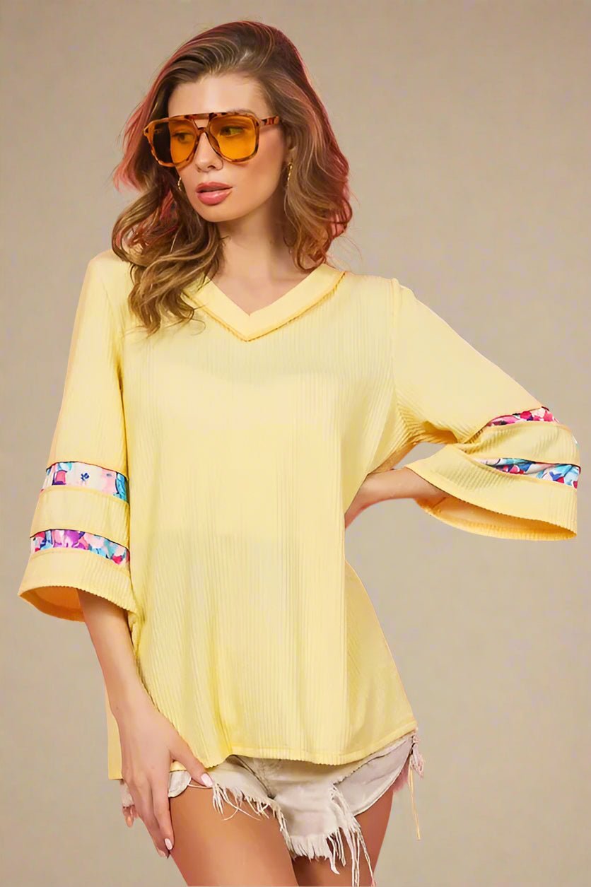 BiBi - Lemon Pop Floral Trim Top