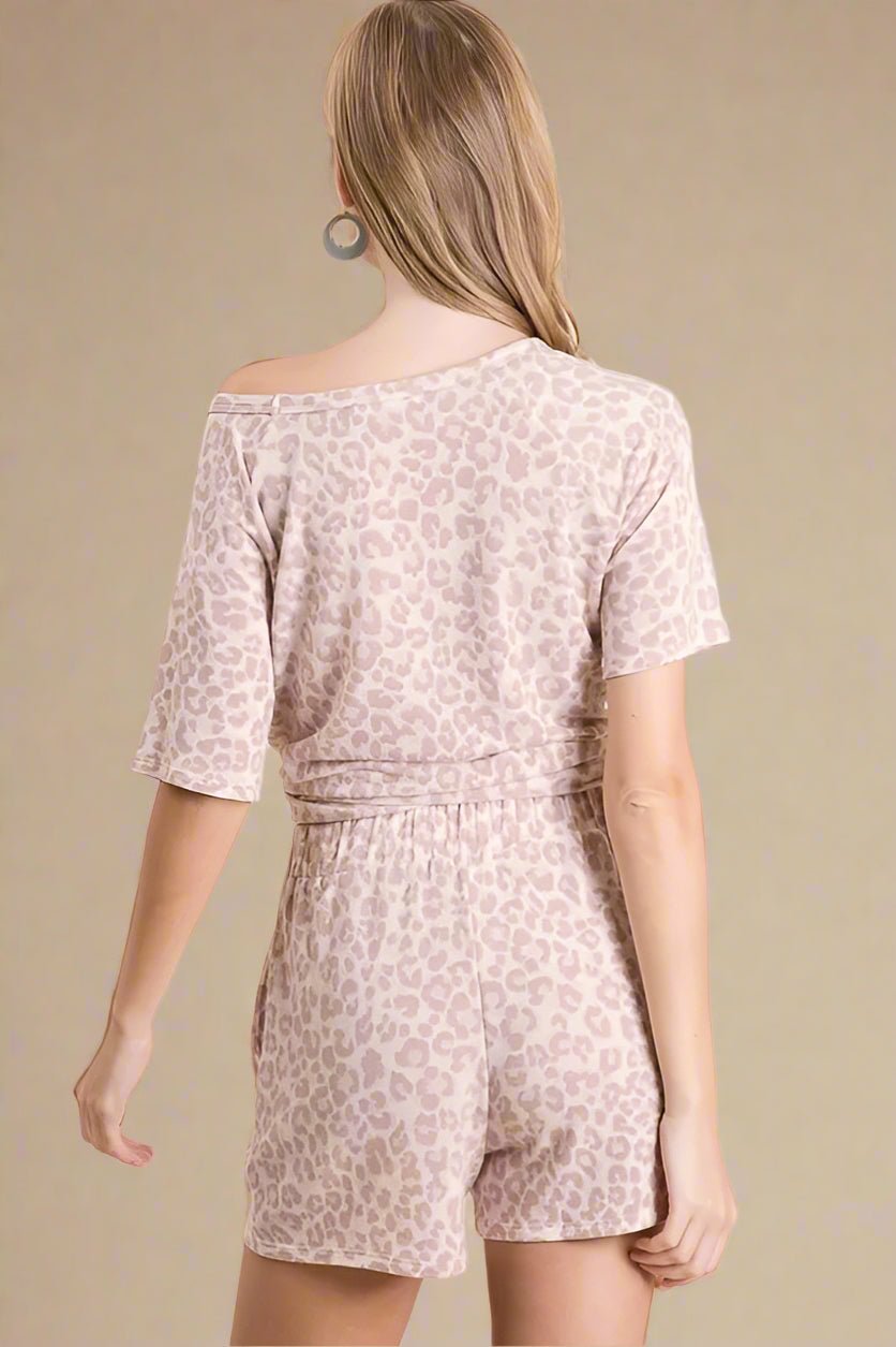 BiBi - Leopard Print Lounge Shorts in Blush & Ivory