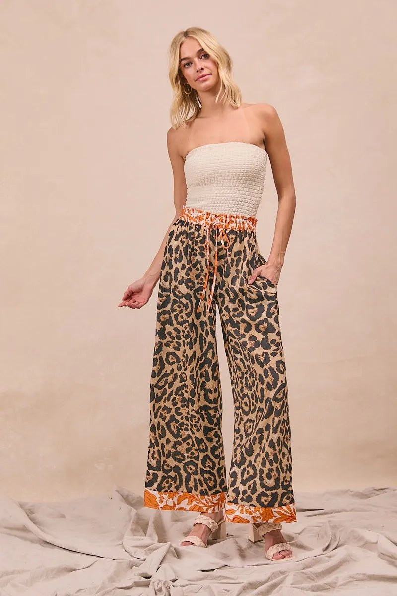 BiBi - Leopard Print Wide Leg Pants
