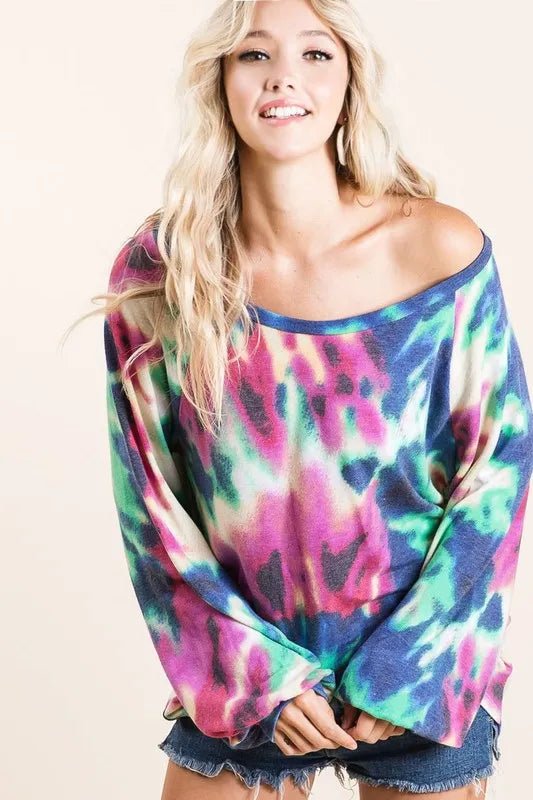 BiBi - Multicolor Tie - Dye Long Sleeve Oversized Top