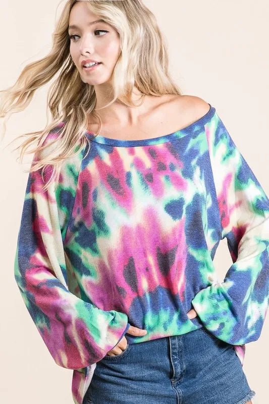 BiBi - Multicolor Tie - Dye Long Sleeve Oversized Top