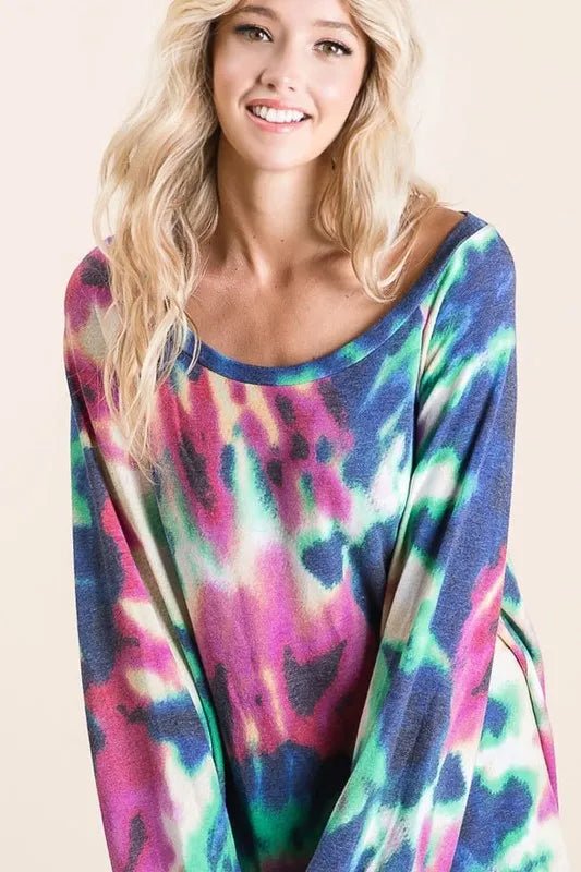 BiBi - Multicolor Tie - Dye Long Sleeve Oversized Top