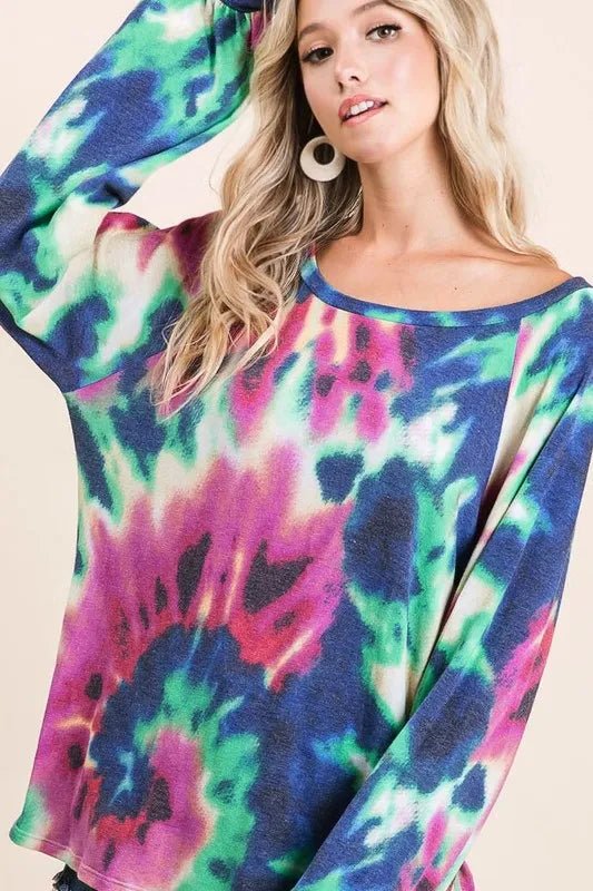 BiBi - Multicolor Tie - Dye Long Sleeve Oversized Top