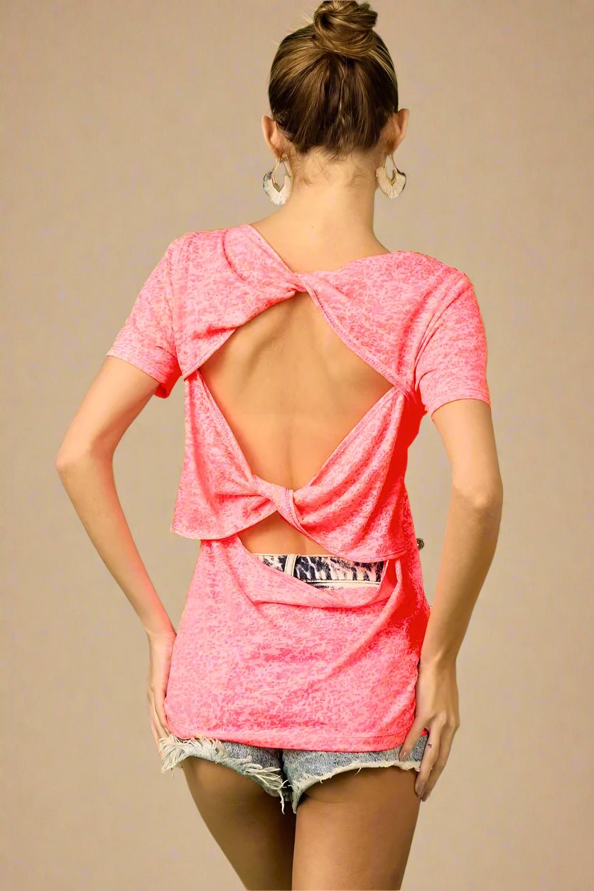 BiBi - Neon Pink Burnout Twist - Back Tee