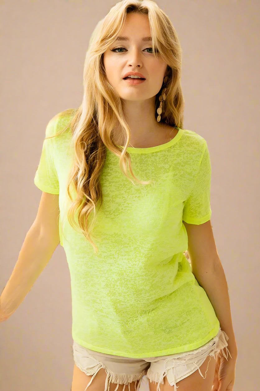 BiBi - Neon Yellow Burnout Twist - Back Tee