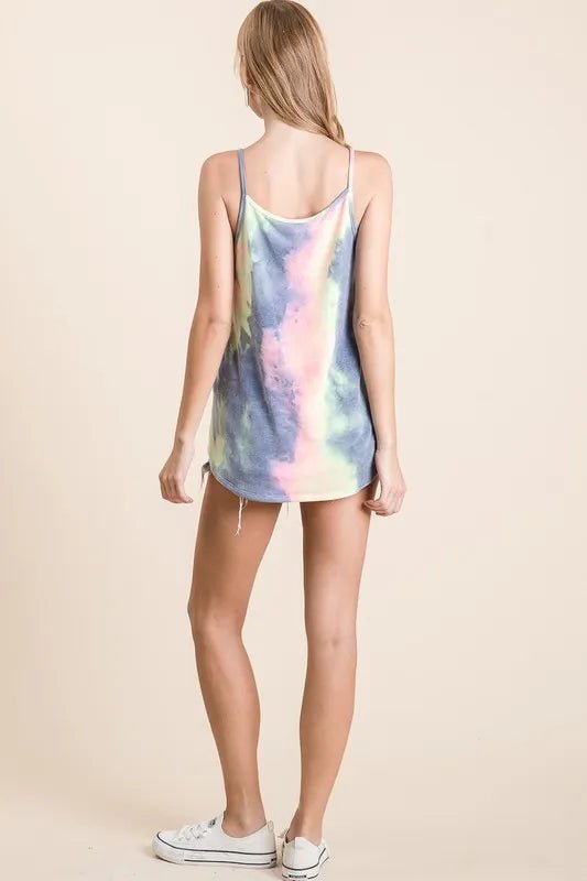 BiBi - Pastel Tie - Dye Crisscross Strap Tank Top