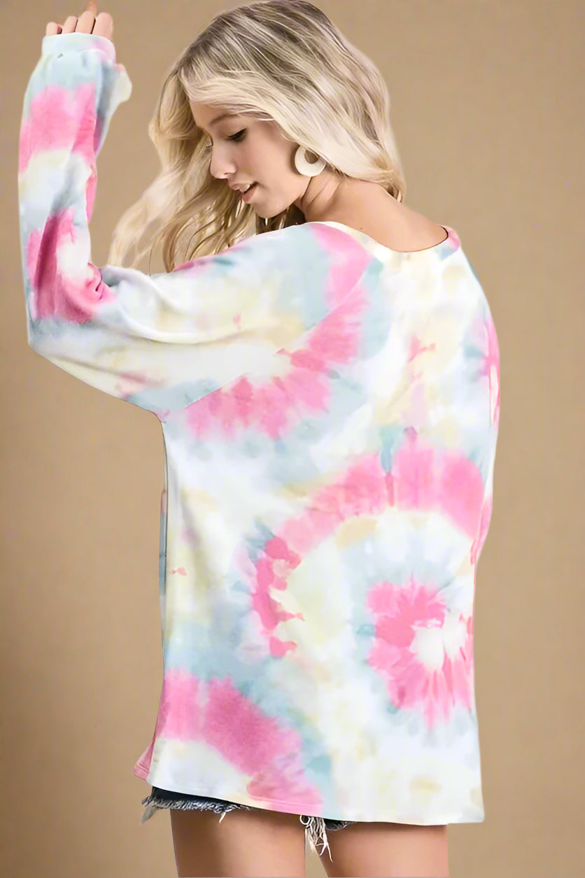 BiBi - Pastel Tie - Dye Long Sleeve Oversized Top