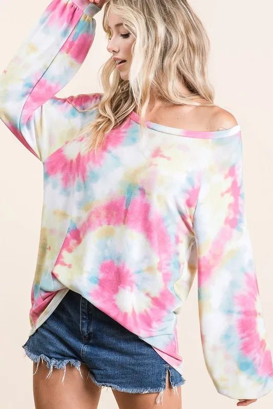 BiBi - Pastel Tie - Dye Long Sleeve Oversized Top