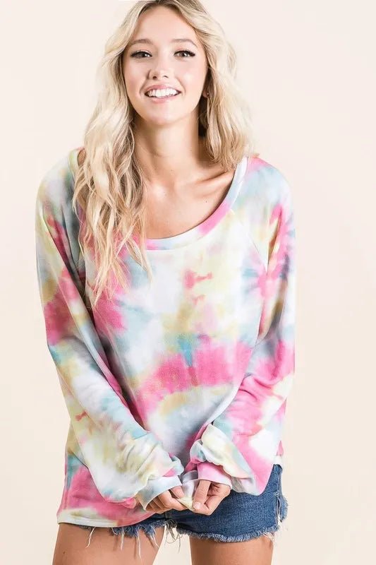 BiBi - Pastel Tie - Dye Long Sleeve Oversized Top