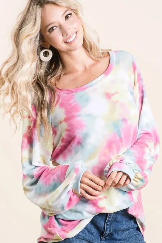 BiBi - Pastel Tie - Dye Long Sleeve Oversized Top