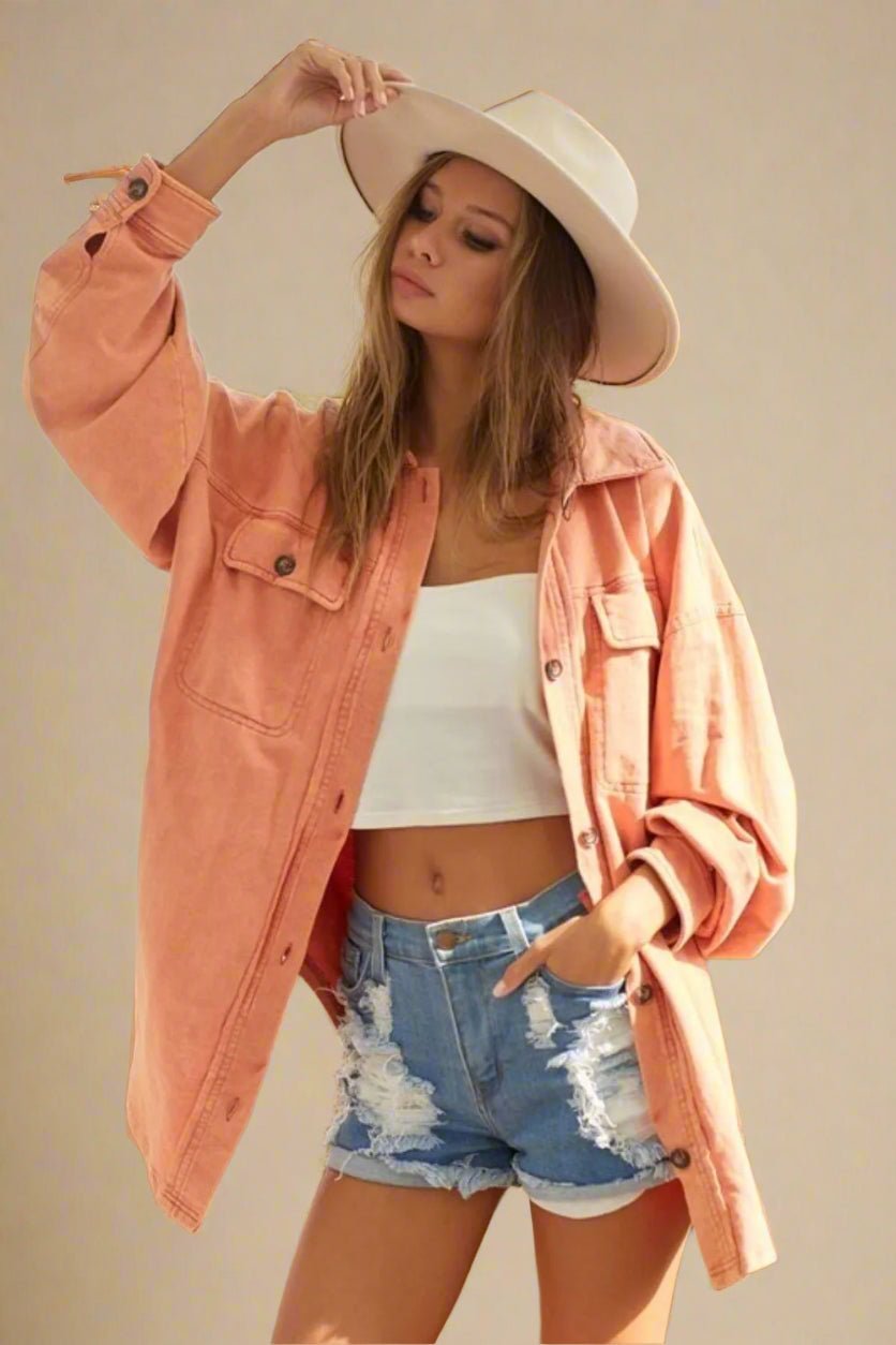 BiBi - Peach Washed Oversized Shacket