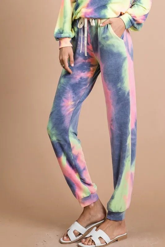 BiBi - Rainbow Tie - Dye Joggers – Navy & Pink