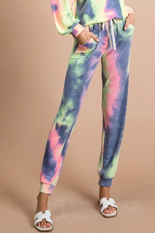 BiBi - Rainbow Tie - Dye Joggers – Navy & Pink