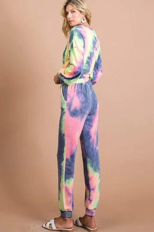 BiBi - Rainbow Tie - Dye Joggers – Navy & Pink