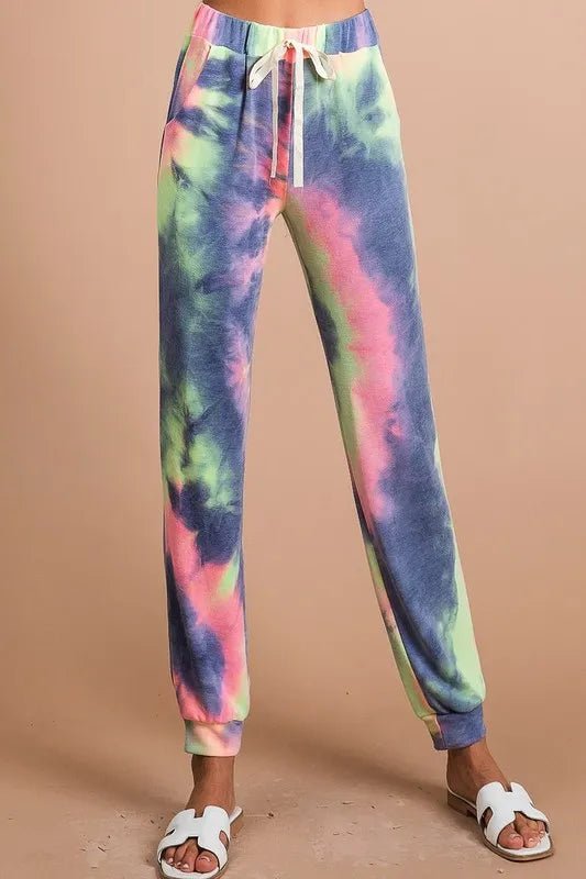 BiBi - Rainbow Tie - Dye Joggers – Navy & Pink