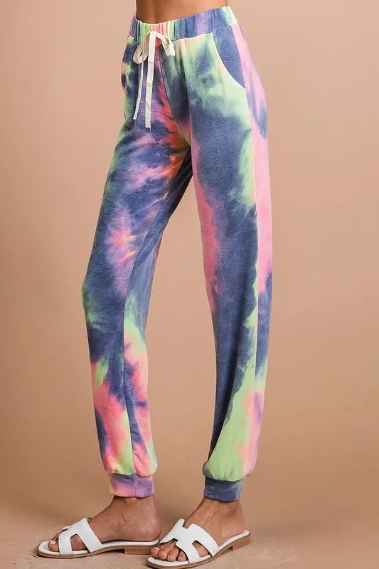 BiBi - Rainbow Tie - Dye Joggers – Navy & Pink